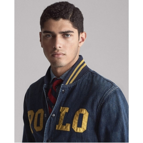 Ralph Lauren Men Denim Baseball Varsity Polo Logo Snap Front Jacket Size XXL - Picture 3 of 11